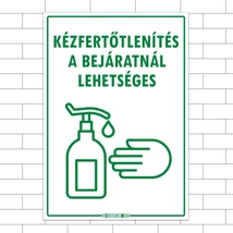 Kézfertőtlenítés a bejáratnál!