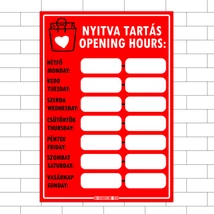 Nyitva tartás matrica 21x30cm