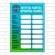 Nyitva tartás matrica 21x30cm